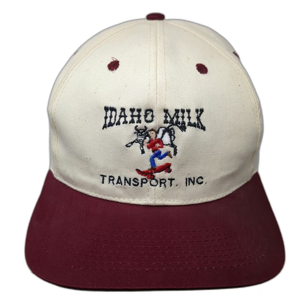 SB CAP Snapback Hat White Red One Size Idaho Milk Transport Inc Green Underbrim